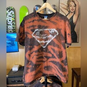 Men’s Superman Smoke logo custom reverse tie dye tshirt